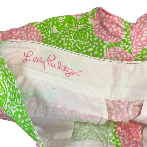 LILLY PULITZER Pink Green THE WALSH SHORT 100% Cotton Fruit Print Shorts sz 00 - Picture 2 of 12
